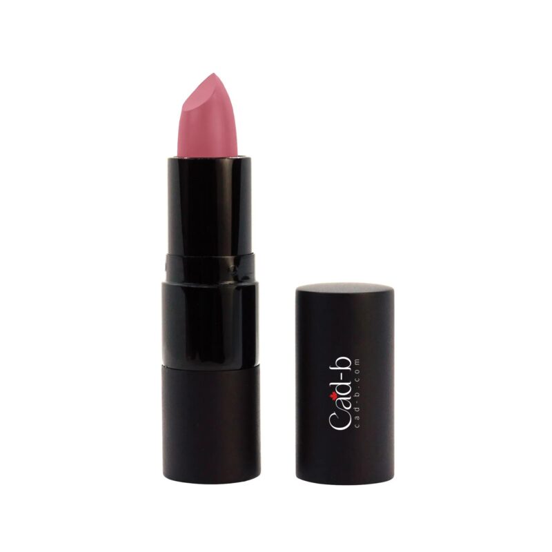 Vegan rose lipstick in eco-friendly recyclable packaging showing a creamy hydrating finish — view 3