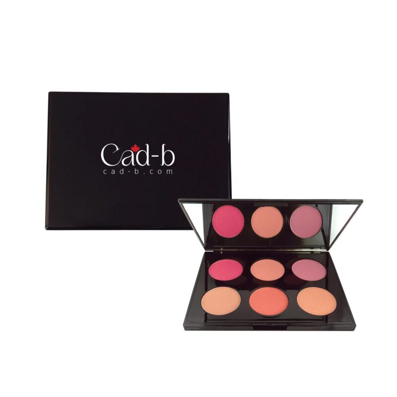 Six shade matte blush makeup palette in sleek packaging featuring natural and versatile powder colors — view 3