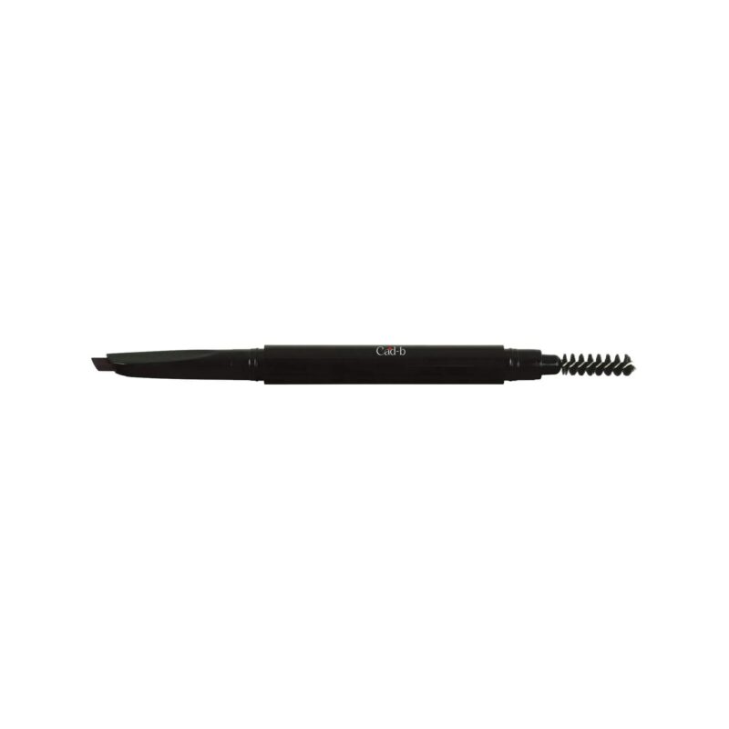 Black automatic eyebrow pencil with angled tip and spoolie brush in recyclable packaging. — view 4