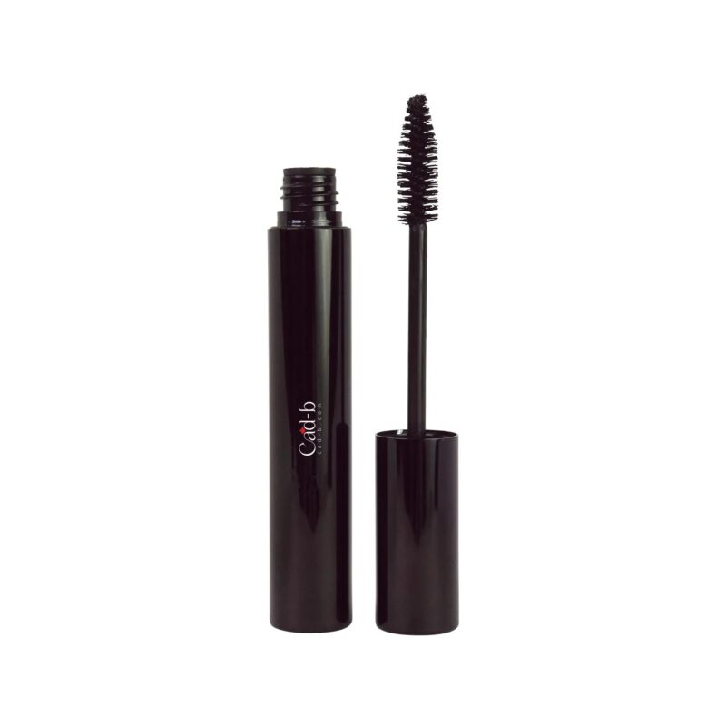 Black lengthening mascara tube and applicator brush with creamy smudge-proof vegan makeup formula — view 3