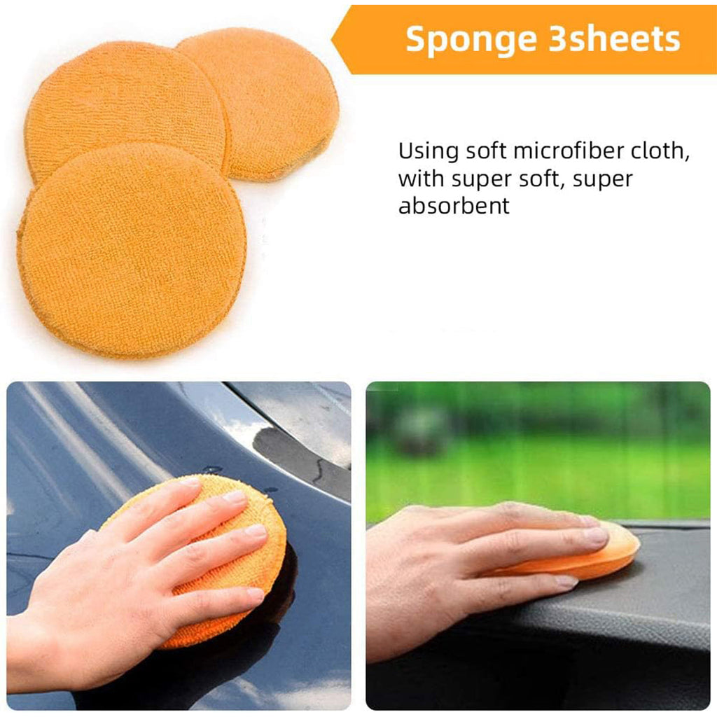 9-piece microfiber car cleaning kit featuring a wash mitt, wheel brush, waxing pads, and towels. — view 4