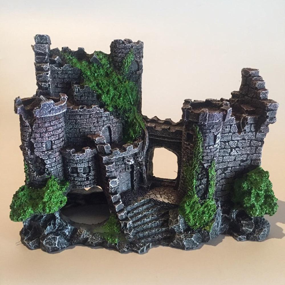 Enchanted resin retro castle aquarium decor with lifelike aquatic plants for fish tanks — view 4