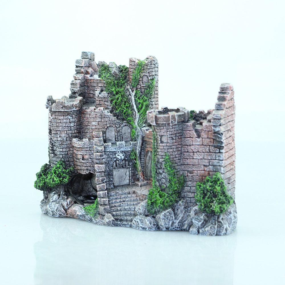 Enchanted resin retro castle aquarium decor with lifelike aquatic plants for fish tanks — view 3