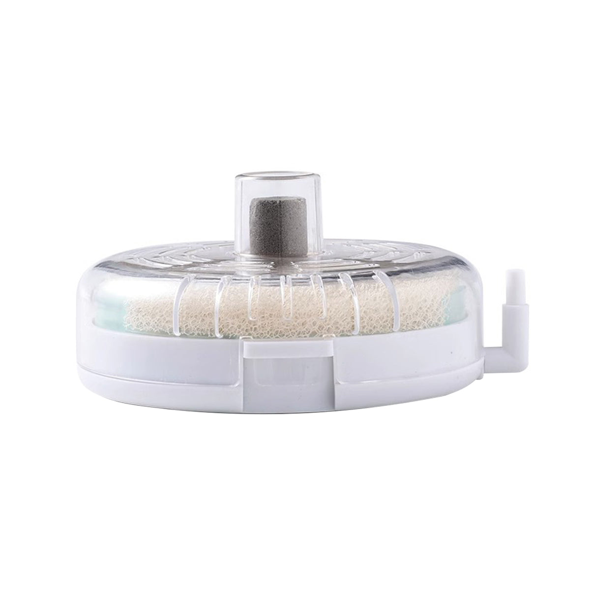 Mini round submersible aquarium filter with internal sponge for small freshwater and marine fish tanks. — view 2