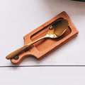 Rectangular natural bamboo serving tray with handle for presenting small appetizers and side dishes