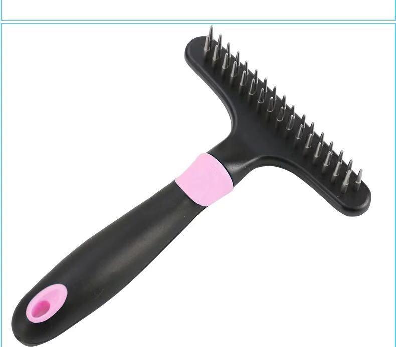 Plastic pet hair removal comb with stainless steel grooming needles for dogs and cats — view 5