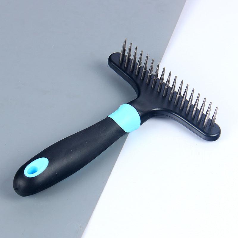 Plastic pet hair removal comb with stainless steel grooming needles for dogs and cats — view 4