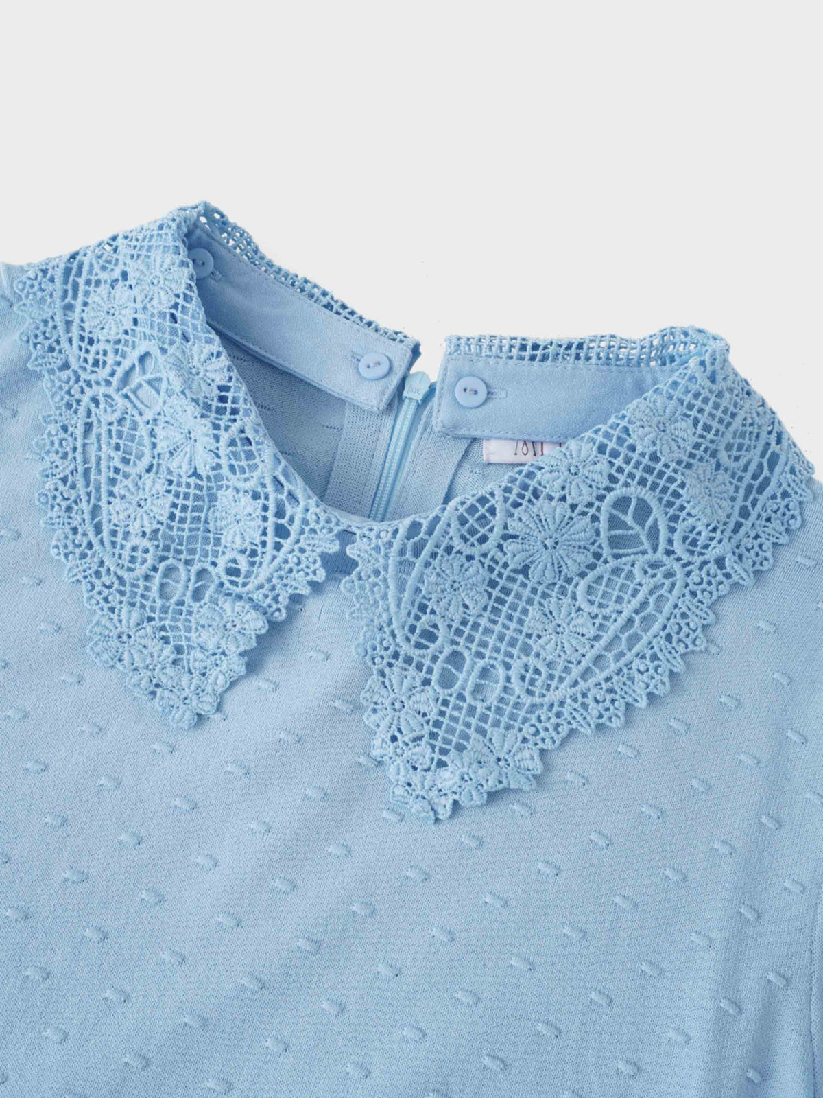 Crew Neck Pebbled Sweater-Light Blue-2