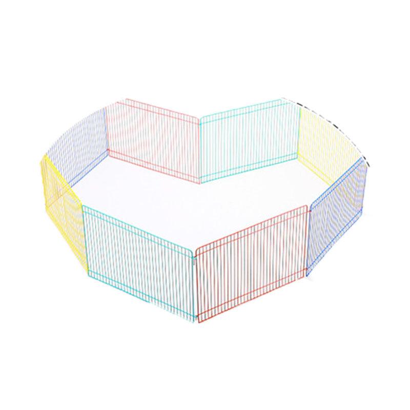 Rainbow ventilated hamster playpen, eight piece modular colorful fence set made of durable ABS plastic.