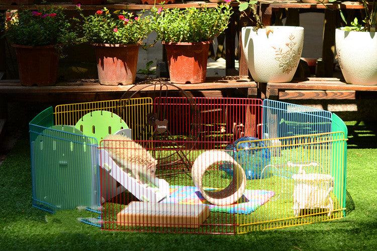 Rainbow ventilated hamster playpen, eight piece modular colorful fence set made of durable ABS plastic. — view 4