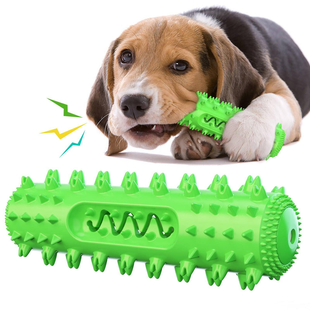 Interactive dog toothbrush and teething toy in vibrant durable TPR material for pet dental care — view 4