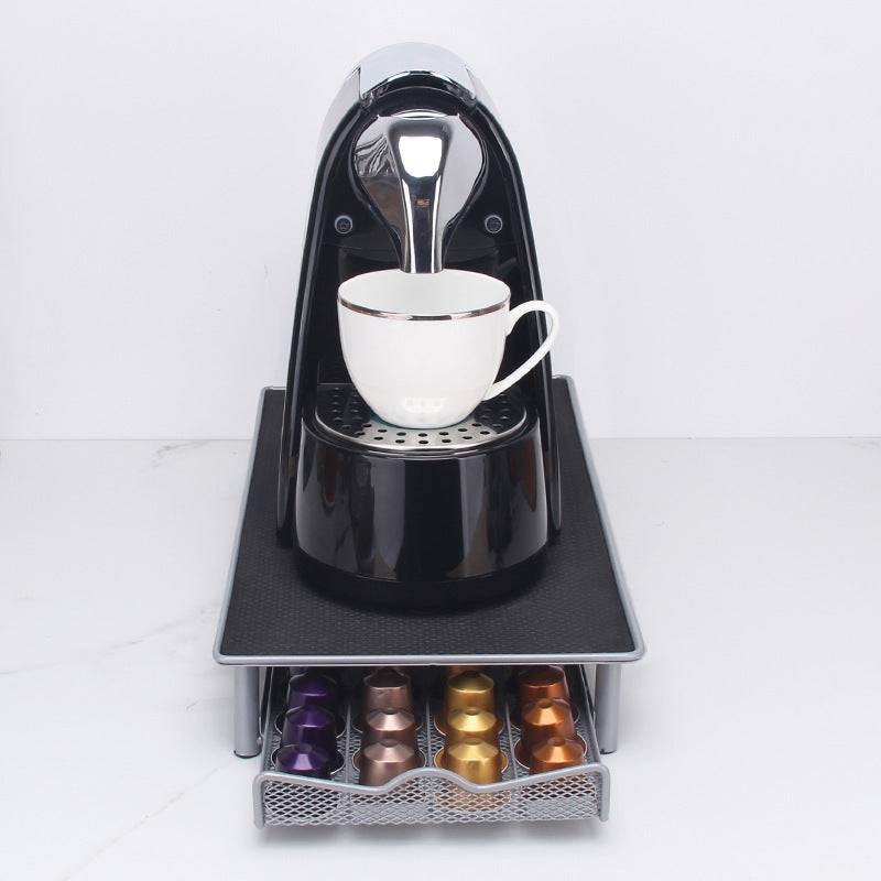 Silver grey iron coffee capsule holder drawer for kitchen countertop organization and storage — view 4
