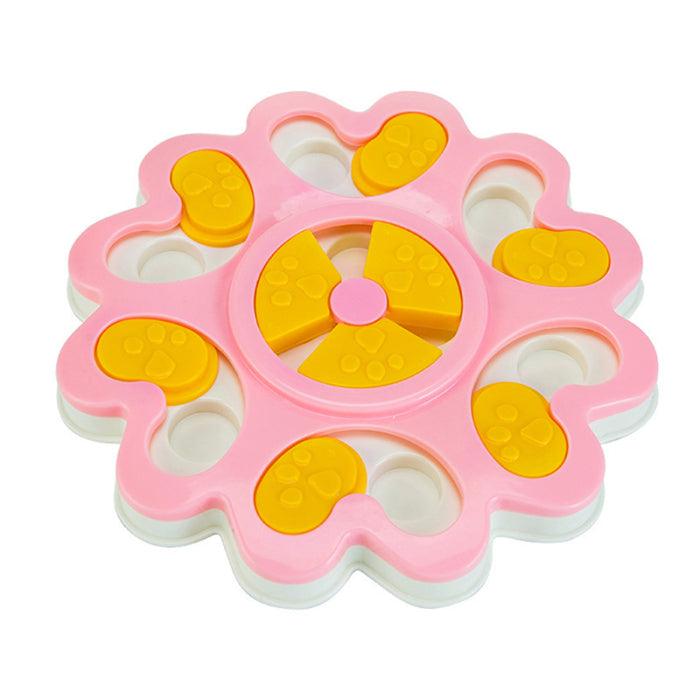 Interactive dog treat puzzle bowl in durable ABS plastic featuring slow feeder treat dispensing compartments — view 3