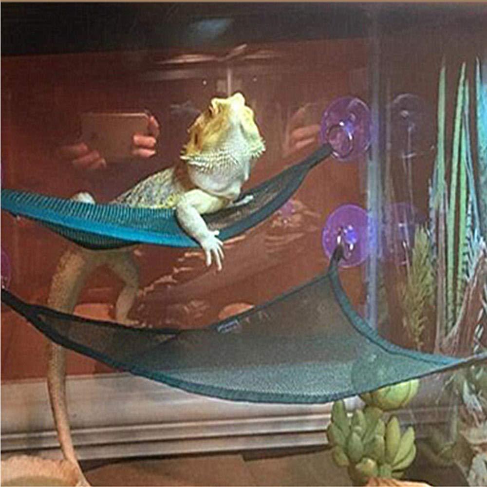 Two luxury cloth reptile hammocks with suction cups mounted inside a glass terrarium habitat enclosure — view 4