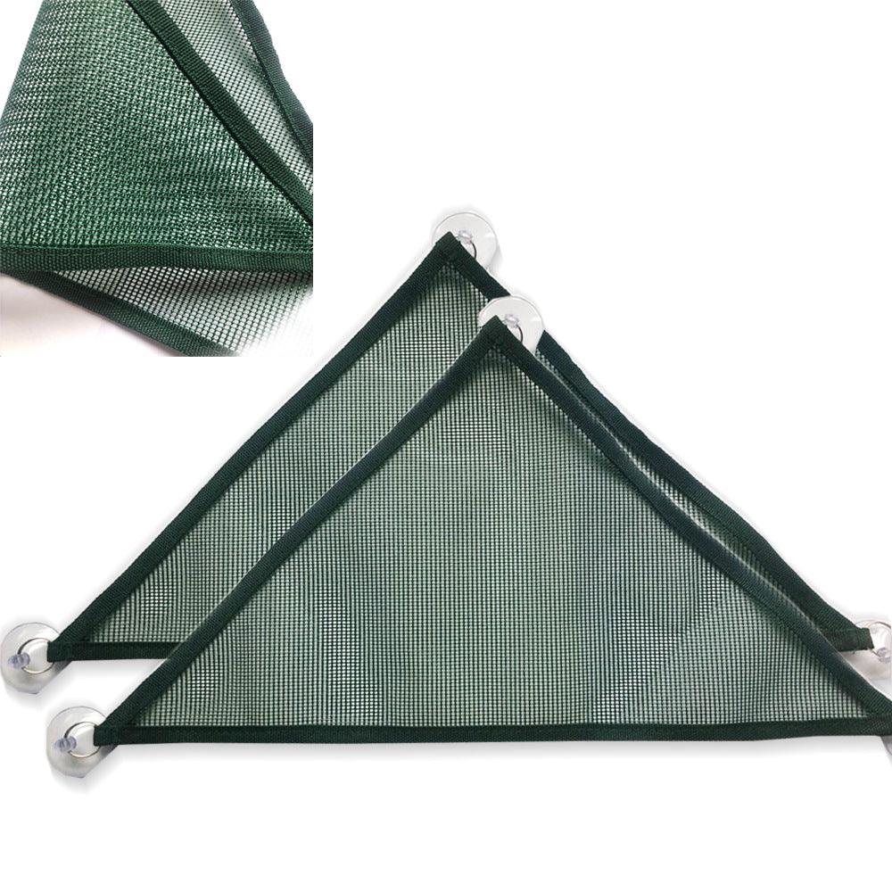Two luxury cloth reptile hammocks with suction cups mounted inside a glass terrarium habitat enclosure — view 2