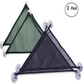 Two luxury cloth reptile hammocks with suction cups mounted inside a glass terrarium habitat enclosure