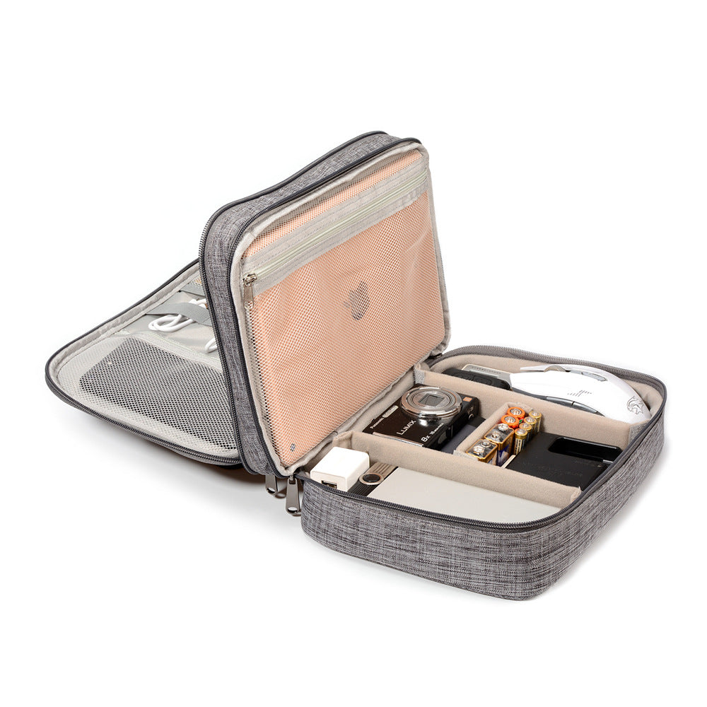Waterproof travel cable organizer bag in 300D cationic fabric for tech accessories and chargers — view 3