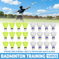 Twelve pack of durable nylon badminton shuttlecocks with soft foam heads for sports training