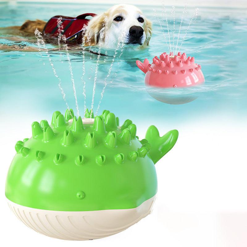 Electric water spray dog toy made of bright TPR plastic for outdoor summer pet play — view 4