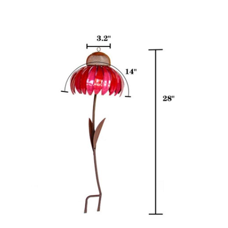Petal Haven metal wire bird feeder in vibrant red or blue with feeding tray. — view 3