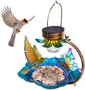 Solar sparkle sphere bird feeder with metal iron frame crackle ball design and top hanging hook