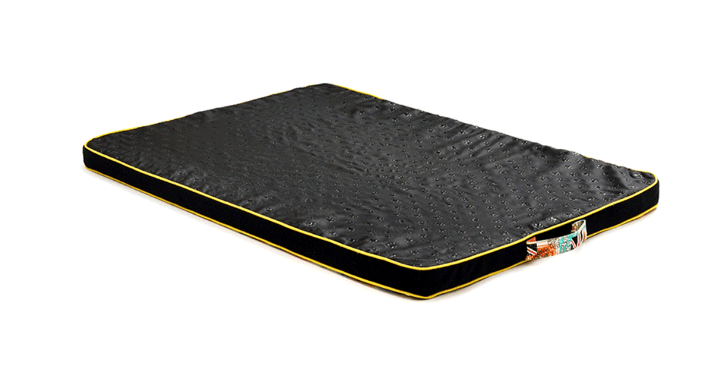 Luxury printed canvas dog bed with a thick orthopedic mattress and elegant stylish fabric pattern — view 2