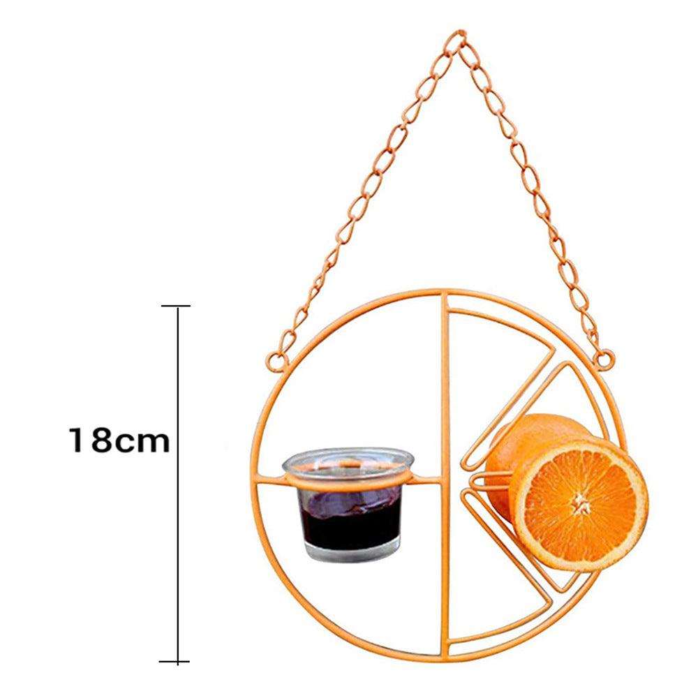 Vibrant orange metal bird and hummingbird feeder water station for outdoor garden and backyard decor — view 2