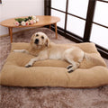 Luxury large dog bed in plush suede and cashmere featuring a thick comfortable sleeping cushion