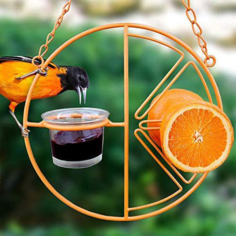 Bright metallic bird feeder with open design and hanging hook for outdoor garden spaces — view 4
