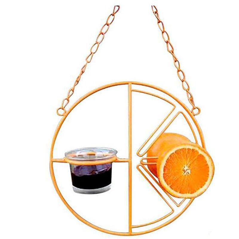 Bright metallic bird feeder with open design and hanging hook for outdoor garden spaces — view 2