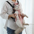 Spring adventure cat carrier in durable canvas with cute cartoon pattern and comfortable leg openings