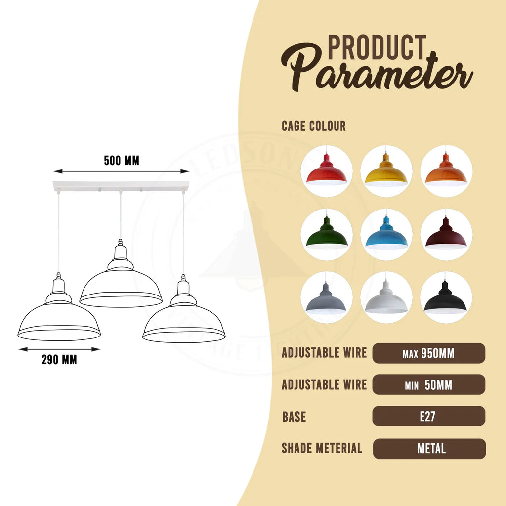Three-way adjustable vintage metal pendant light hanging fixture with exposed E27 filament bulbs — view 3