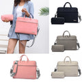Waterproof PU leather laptop bag with adjustable shoulder strap and matching small accessory mouse pouch.