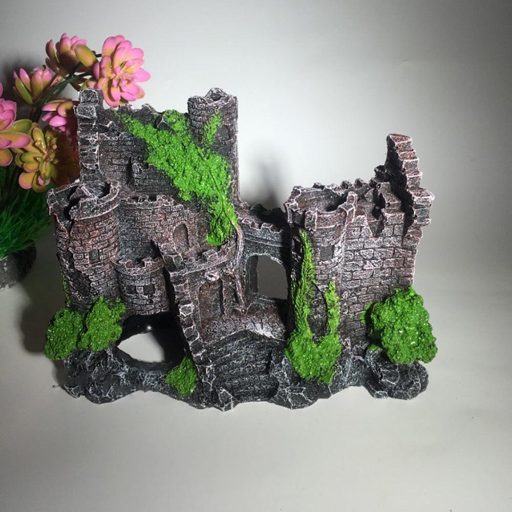 Enchanted resin retro castle aquarium decor with lifelike aquatic plants for fish tanks — view 5