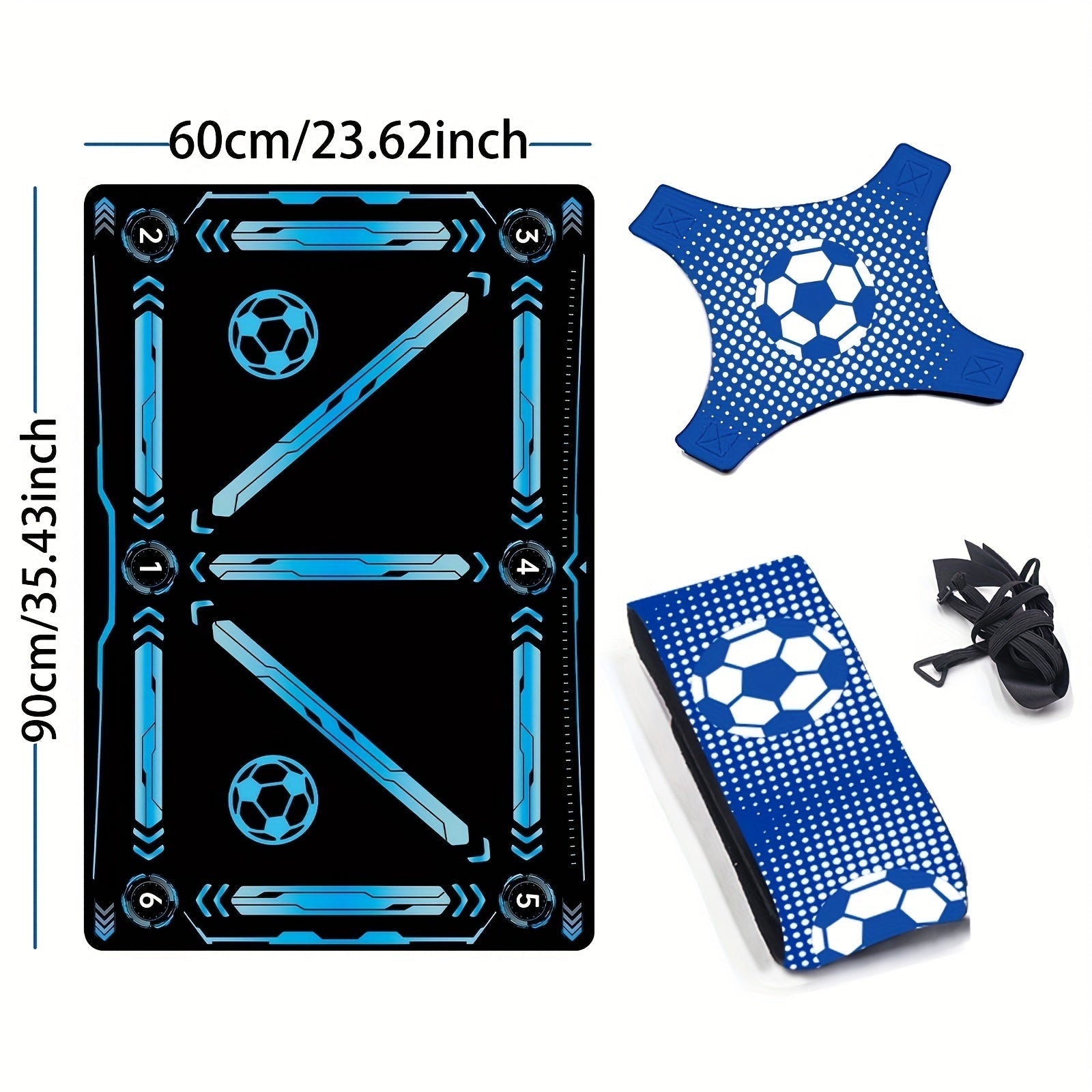 Blue diatomite soccer training mat with numbered directional guides for footwork and agility drills — view 5