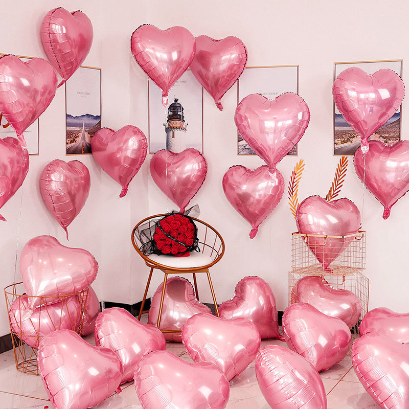 Pink and silver love balloons 10-piece set made of durable aluminum foil for parties — view 3