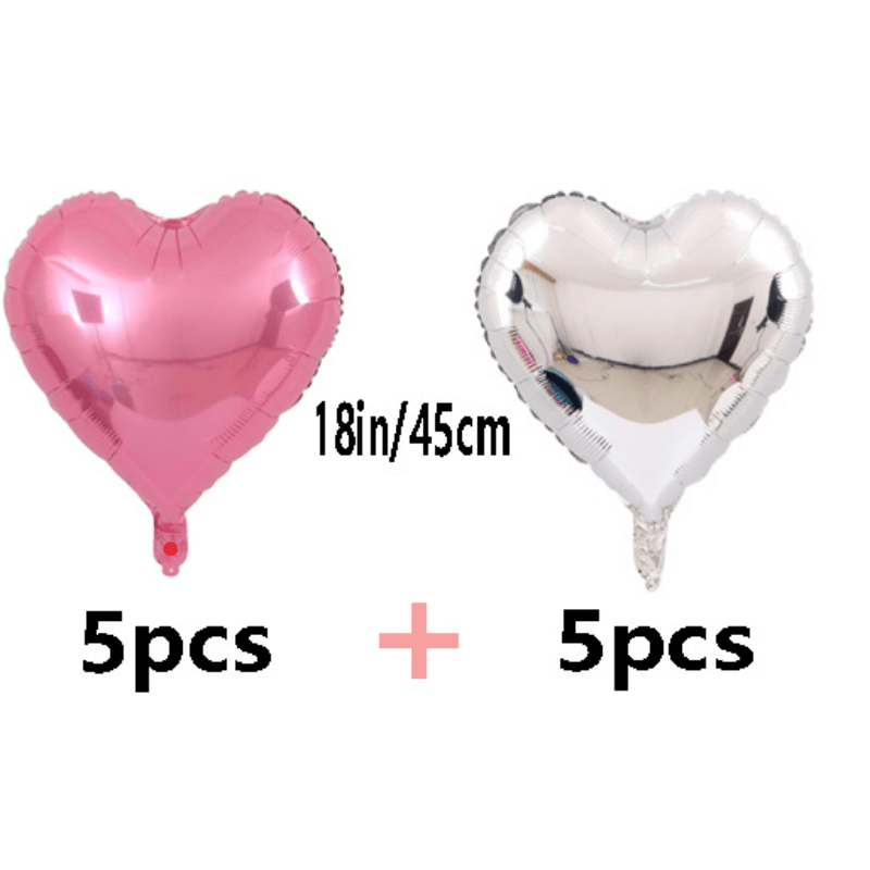 Pink and silver love balloons 10-piece set made of durable aluminum foil for parties — view 5