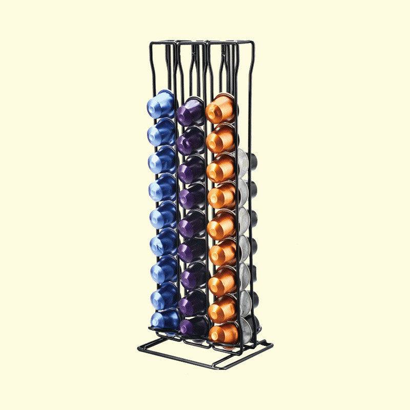 Coffee capsule rack in sleek iron wire, organizing espresso pods on a modern kitchen desktop. — view 4