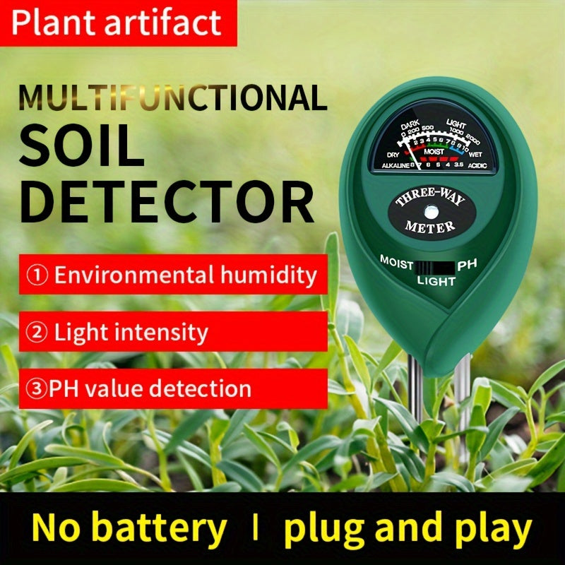 3-in-1 soil pH and moisture meter in durable plastic for indoor and outdoor plant care — view 2