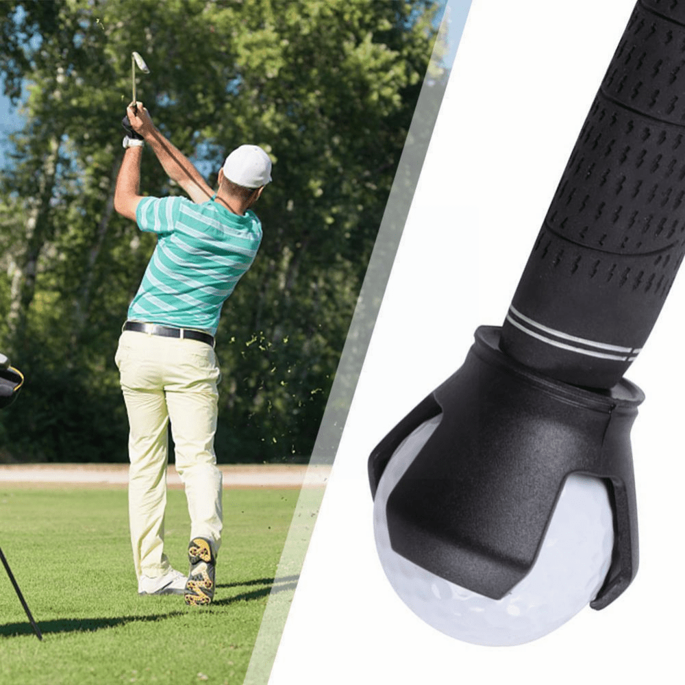 Black rubber and zinc alloy golf ball grabber putter attachment with stainless steel screw. — view 3