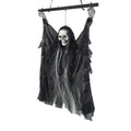 The Creepy Hanging Skull with LED glowing eyes and fabric body for outdoor Halloween decoration