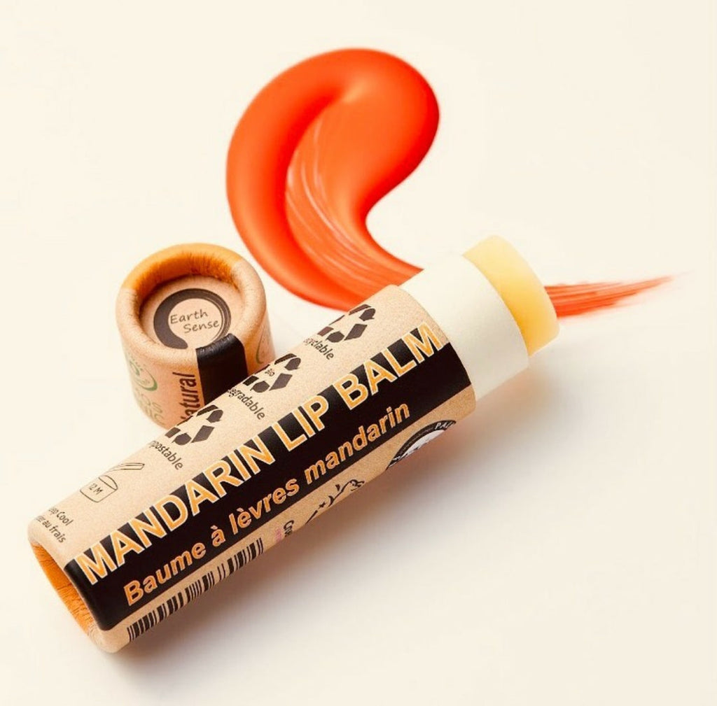 Organic mandarin lip balm in a zero-waste eco-friendly push-up paper tube for daily hydration — view 2