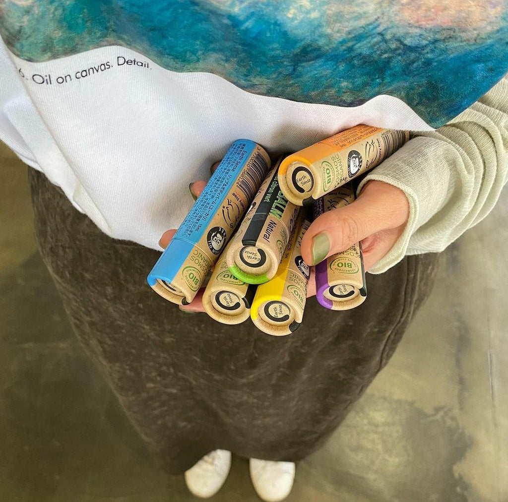 Organic tangerine lip balm in eco-friendly cylindrical paper push tube packaging for zero waste hydration — view 4
