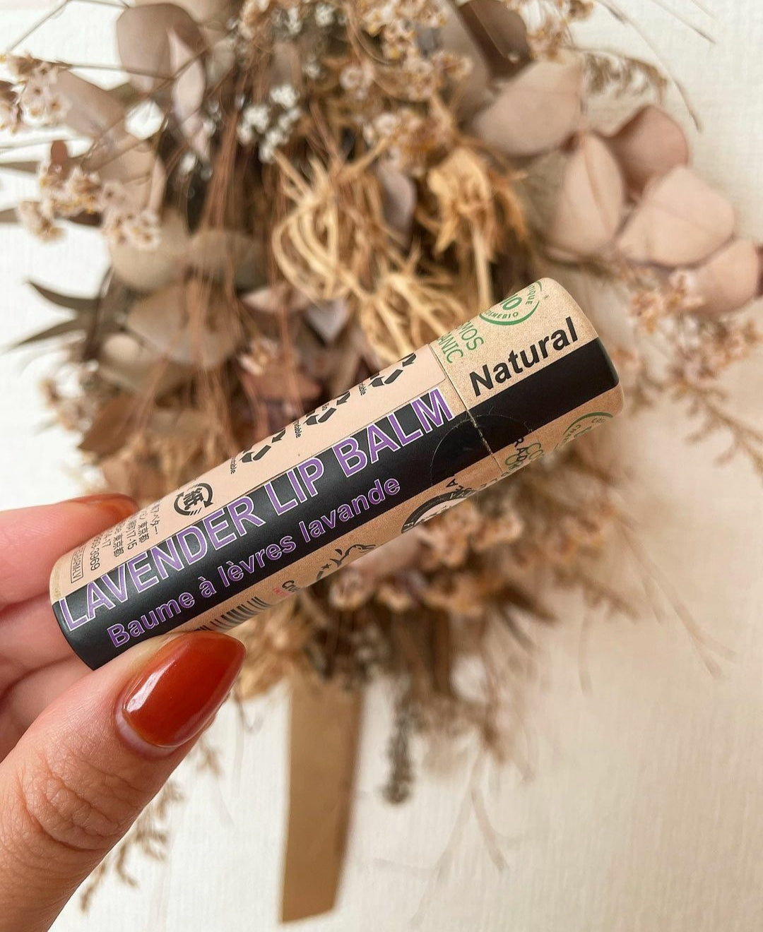 Natural 15ml organic lavender lip balm in a sustainable push-up paper tube. — view 2