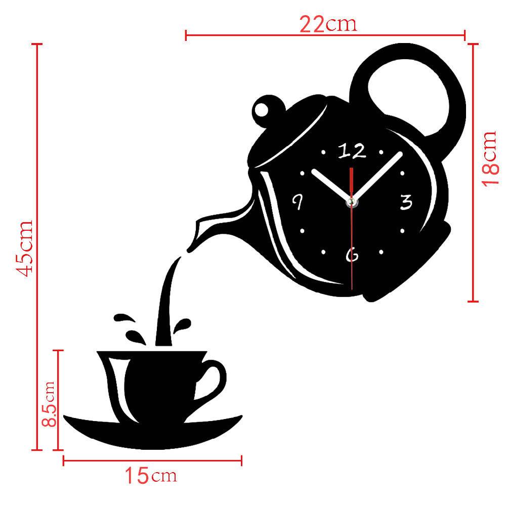 Decorative coffee themed kitchen wall clock with large numbers and vintage cafe artwork — view 5