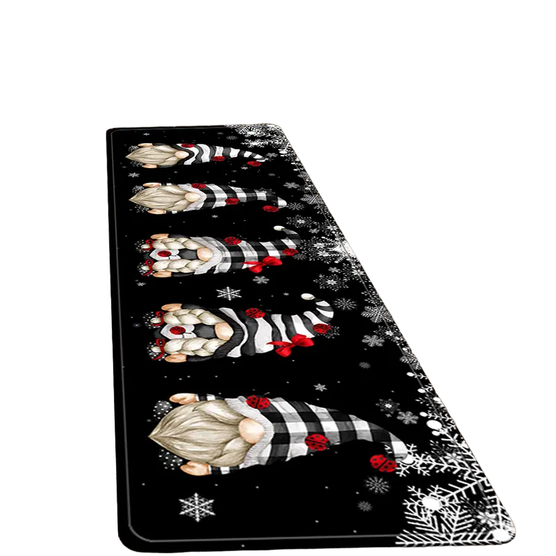 Christmas faceless gnome kitchen rug with festive design on a durable polyester non-slip floor mat
