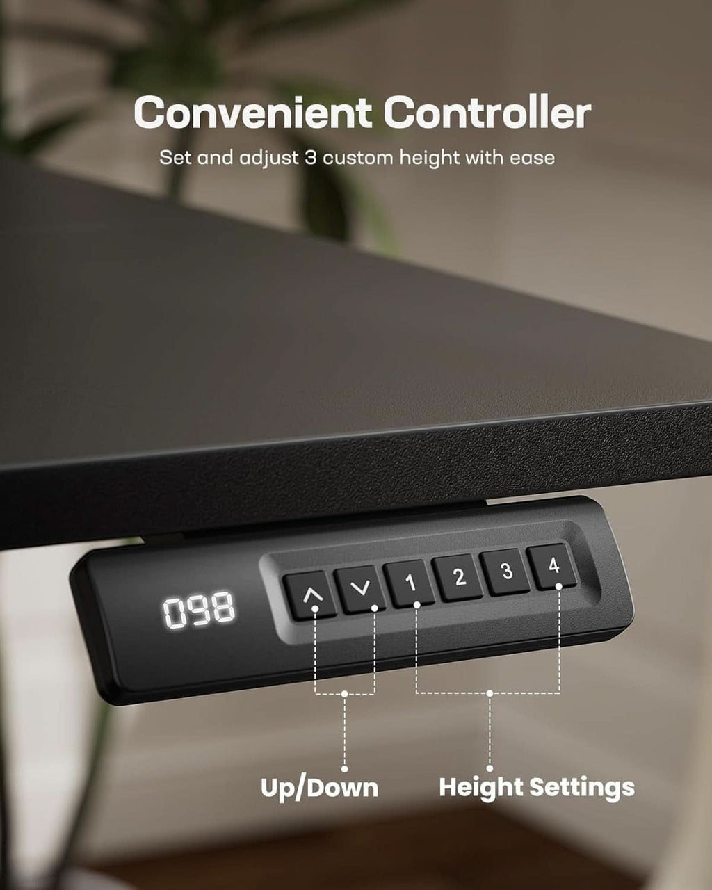 Modern electric adjustable standing desk with a 48x24 wooden desktop and sturdy black steel frame — view 5
