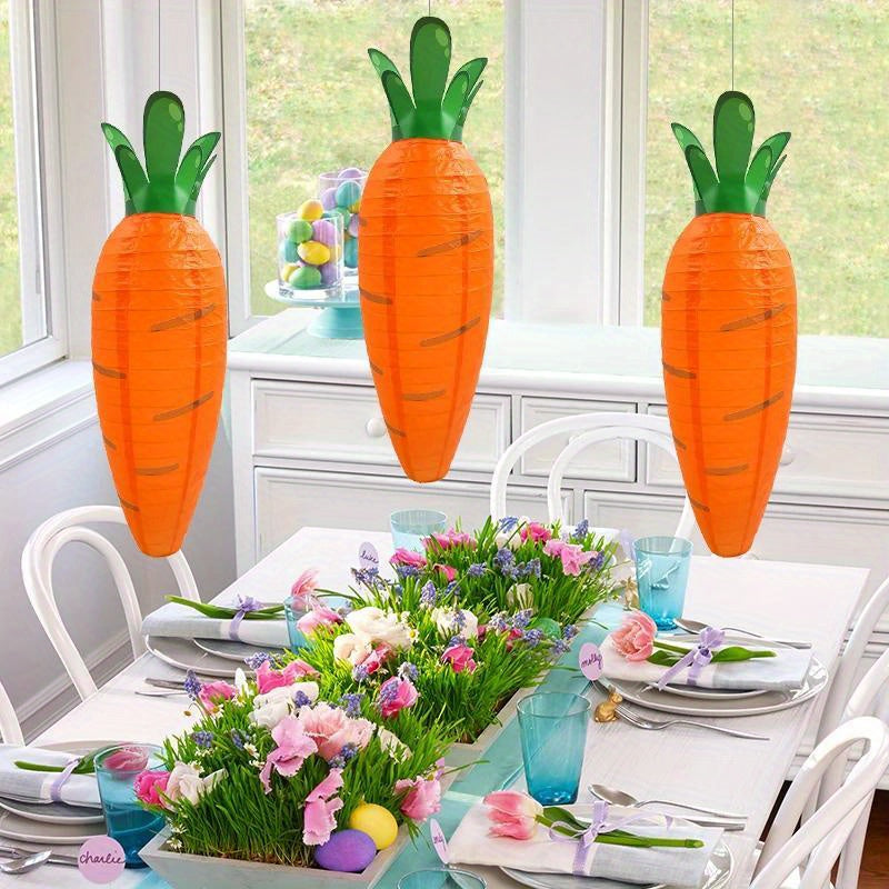 Classic Easter carrot-shaped hanging lantern for festive spring home and party decoration — view 3