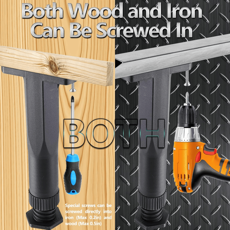 Four black adjustable plastic bed frame support legs for stabilizing king and queen mattresses — view 2