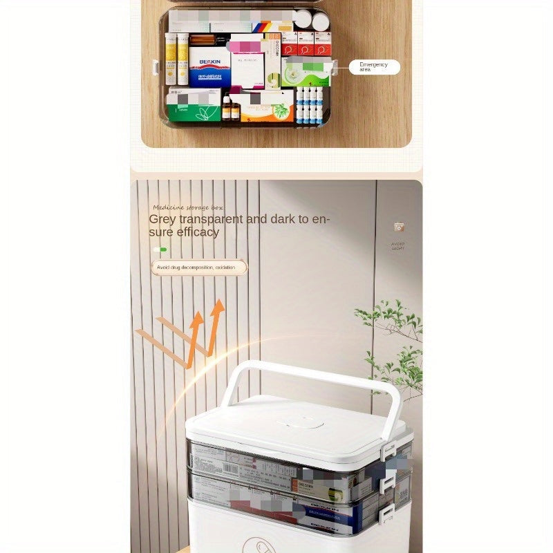 Large white plastic waterproof medicine storage box with transparent lid and secure clip-on closure — view 5